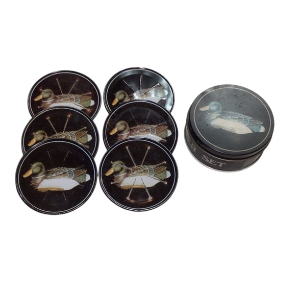 Vintage Mallard Duck 6 Piece Coaster Set in Tin Albert E Price 1983 - Picture 1 of 4